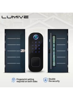 LUMIVE Lumive Double-Sided Smart Door Lock - Fingerprint Entry WiFi Smart Lock, Passcode, Remote App Unlocking, 5x Smart Cards, Keys, Outdoor Smart Door Lock,Fits Doors 35-70mm  - Image 3