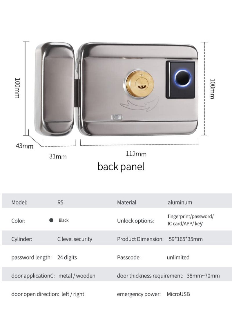 LUMIVE - Lumive Double-Sided Smart Door Lock - Fingerprint Entry WiFi Smart Lock, Passcode, Remote App Unlocking, 5x Smart Cards, Keys, Outdoor Smart Door Lock,Fits Doors 35-70mm - Image 1