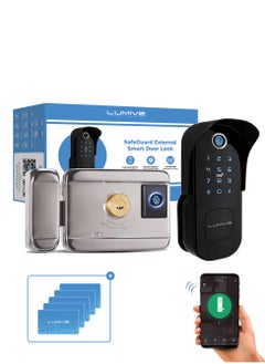 LUMIVE Lumive Double-Sided Smart Door Lock - Fingerprint Entry WiFi Smart Lock, Passcode, Remote App Unlocking, 5x Smart Cards, Keys, Outdoor Smart Door Lock,Fits Doors 35-70mm  - Image 1