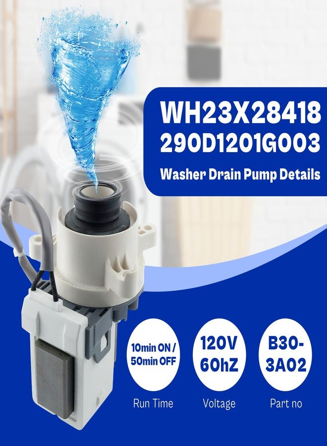 prime&swift 290D1201G003 fit for Hotpoint GE WH23X24175 Washer Drain Pump Motor WH23X28418 gtw330ask gtw460asj gtw220ack htw240ask WH23X24178 WH23X27574 GTW750CPL0DG GTW460ASJ5WW B40-3A01 HTW200ASK prime&swift - Image 4