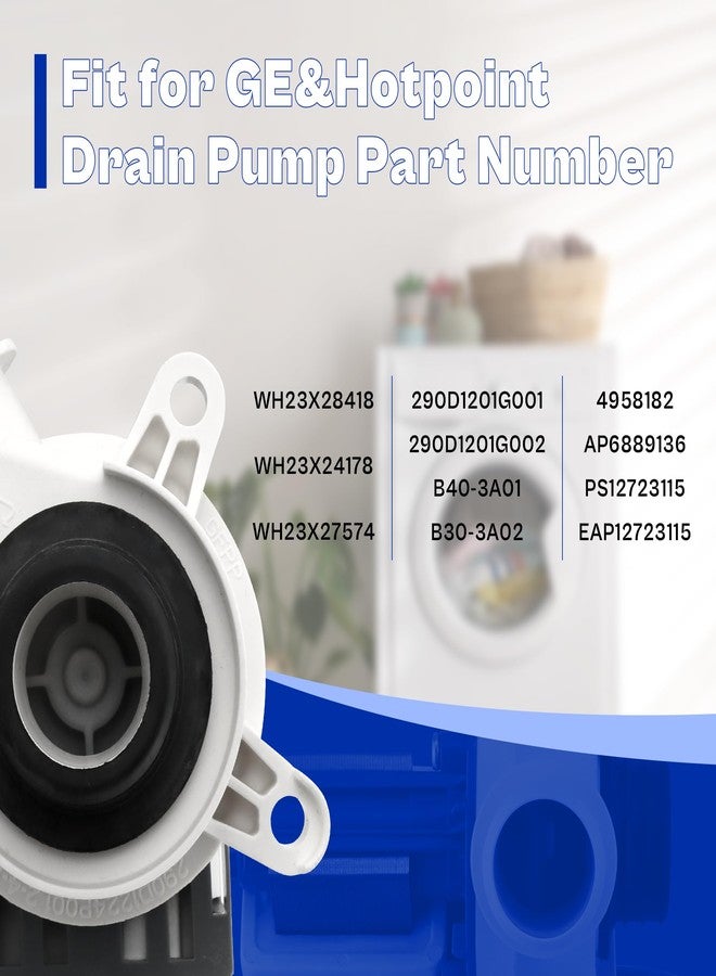 prime&swift 290D1201G003 fit for Hotpoint GE WH23X24175 Washer Drain Pump Motor WH23X28418 gtw330ask gtw460asj gtw220ack htw240ask WH23X24178 WH23X27574 GTW750CPL0DG GTW460ASJ5WW B40-3A01 HTW200ASK prime&swift - Image 3