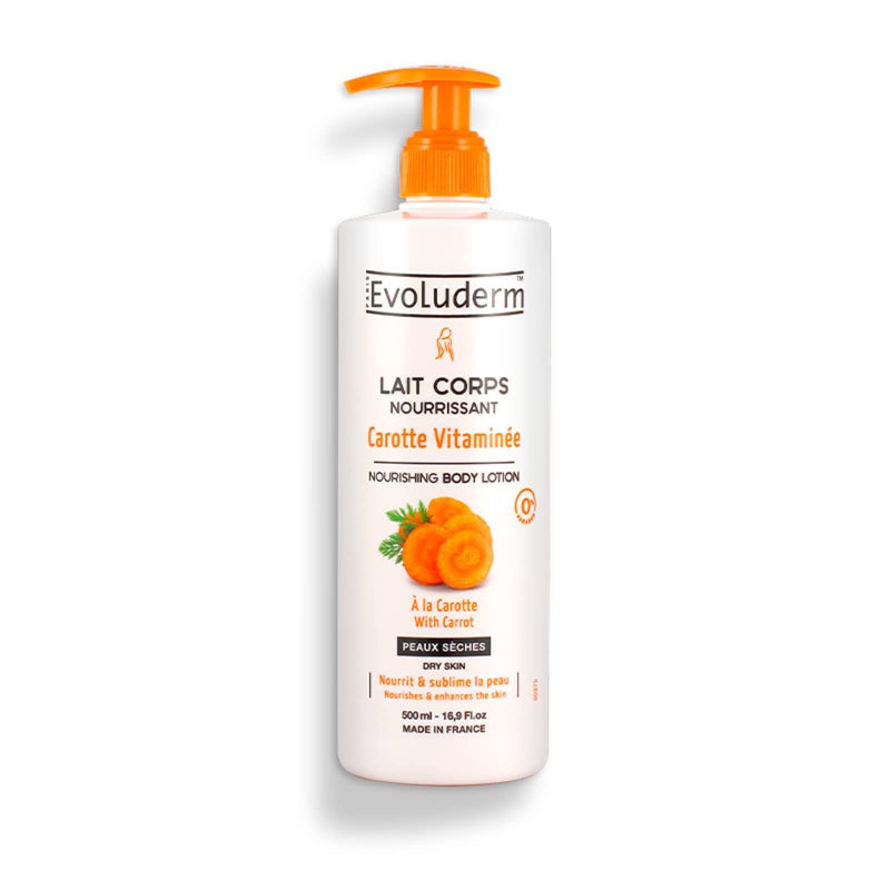 Evoluderm Nourishing Carrot Body Lotion  500 ml  Provides Natural Tan  Glow  Paraben Free  Vegan - Image 1