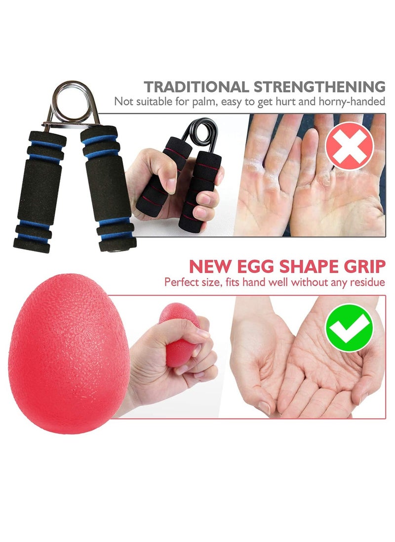 3-Piece Hand Grip Strength Trainer, Stress Relief Ball for Adults and Kids, Wrist Rehab Therapy Hand Grip Equipment Ball Squishy Finger Resistance Exercise Squeezer