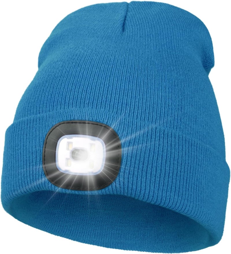 MELASA Unisex Hat with Light, USB Rechargeable Hands Free Headlamp LED Beanie, Winter Gifts for Men Dad Father Husband Him - Image 1