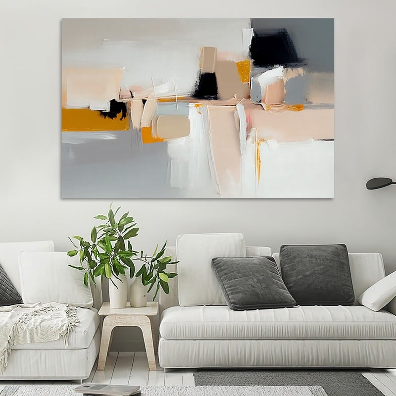 ماركتنا لوحة قماشية بتصميم الفن التشكيلي مع برواز مجوف مقاس (60×40) قطعة واحدة - Image 2