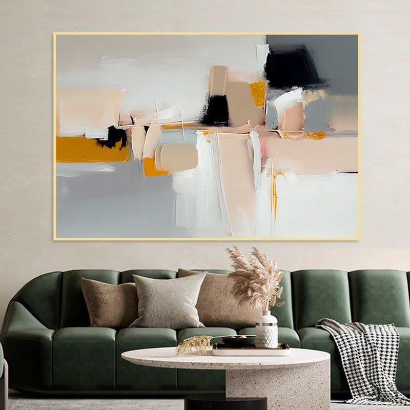 ماركتنا لوحة قماشية بتصميم الفن التشكيلي مع برواز مجوف مقاس (60×40) قطعة واحدة - Image 1