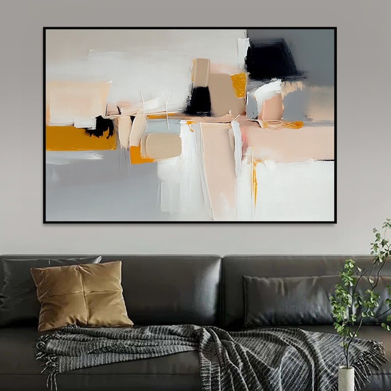 ماركتنا لوحة قماشية بتصميم الفن التشكيلي مع برواز مجوف مقاس (60×40) قطعة واحدة - Image 3