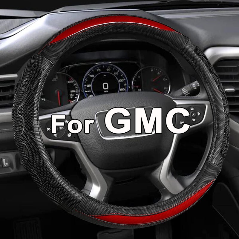 GIANT PANDA Steering Wheel Cover for GMC Sierra Acadia Terrain Yukon3D HoneycombRedStandard Size