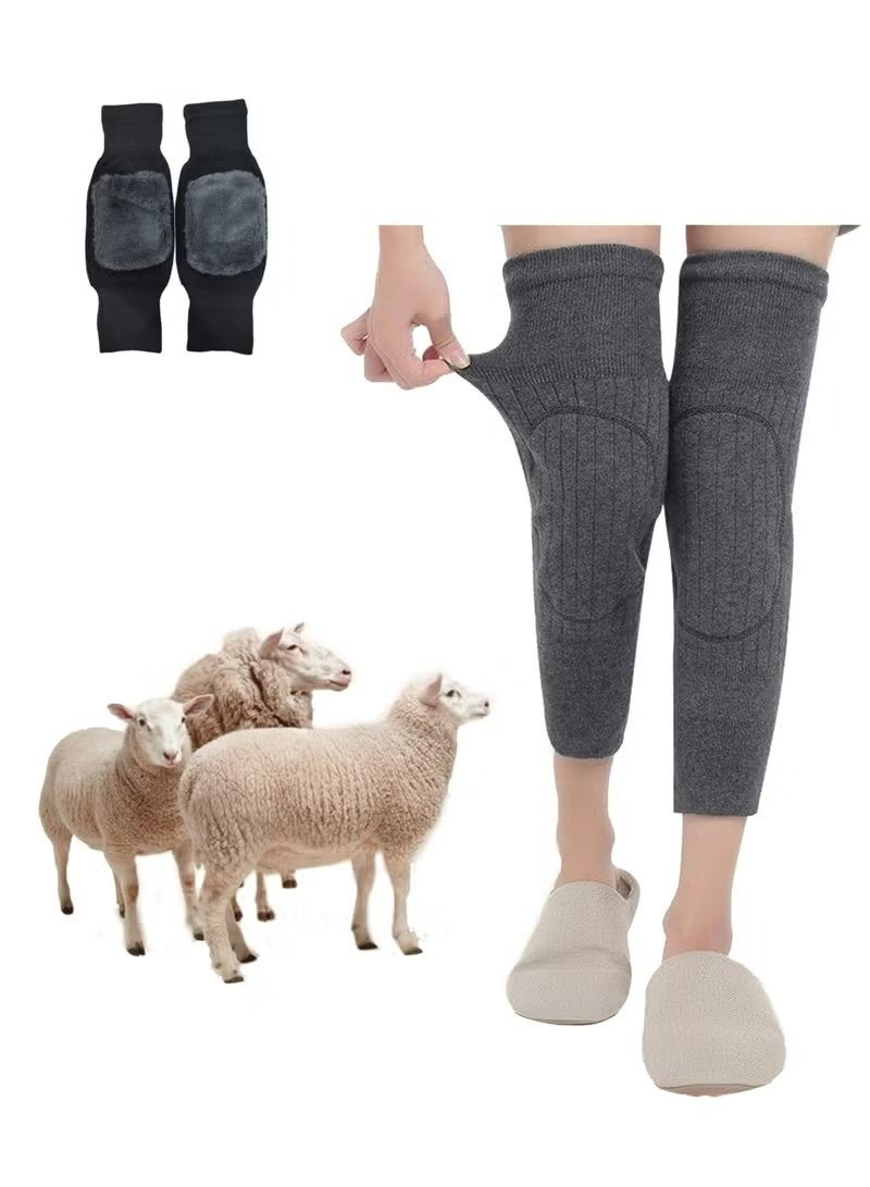 YOUGE Unisex Winter Warm Thicken Cashmere Wool Knee Brace Support Pads Leg Warmers Thin Knee Sleeves for Men and Women Sports and Daily Wear (Dark Grey) - Image 1