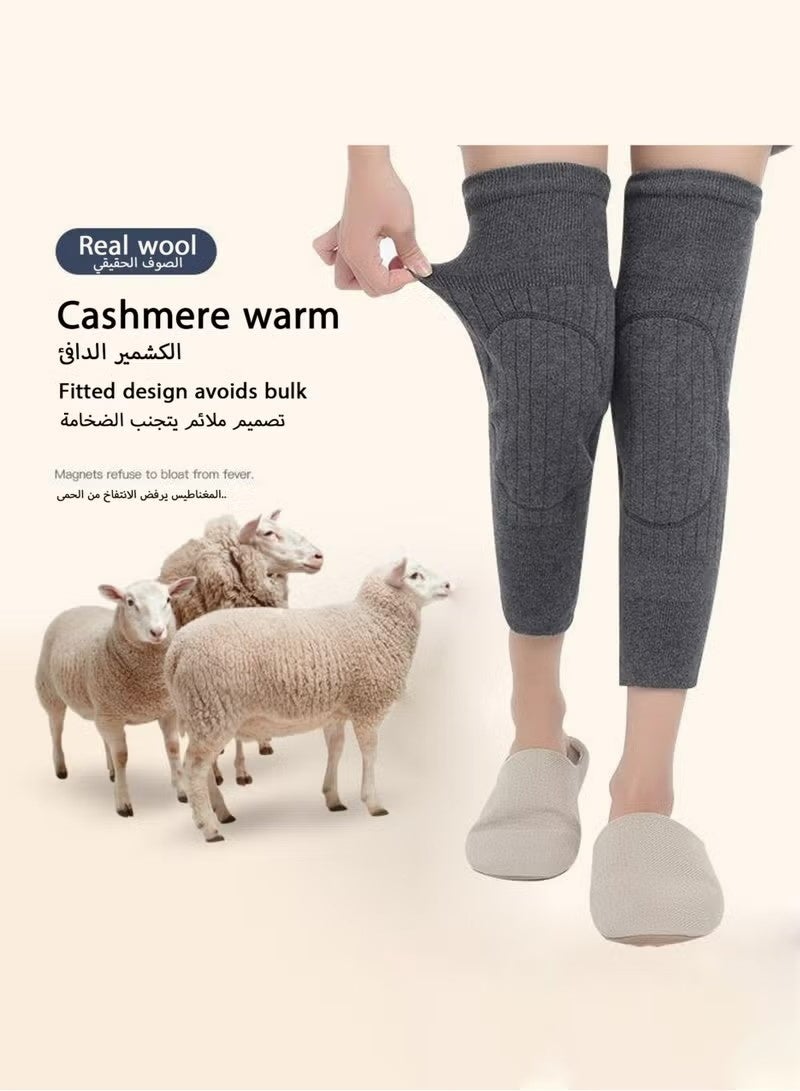 YOUGE Unisex Winter Warm Thicken Cashmere Wool Knee Brace Support Pads Leg Warmers Thin Knee Sleeves for Men and Women Sports and Daily Wear (Dark Grey) - Image 2