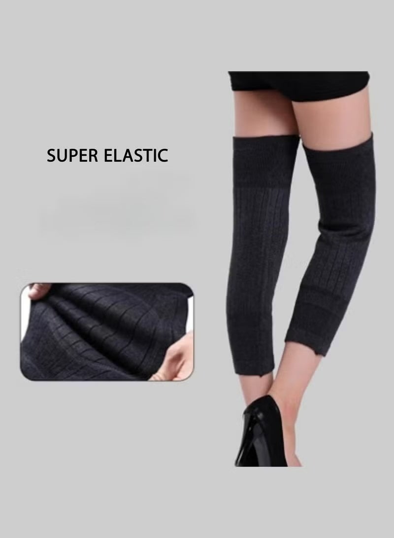YOUGE Unisex Winter Warm Thicken Cashmere Wool Knee Brace Support Pads Leg Warmers Thin Knee Sleeves for Men and Women Sports and Daily Wear (Dark Grey) - Image 5