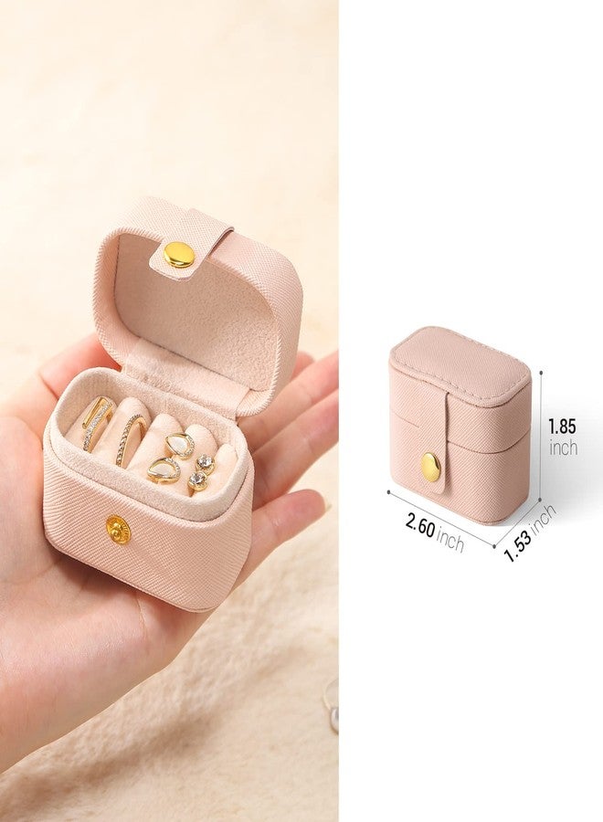 CASEGRACE Small Jewelry Ring Box Travel Jewelry Ring Storage Case for Earrings Rings Organizer, Pink - Image 2