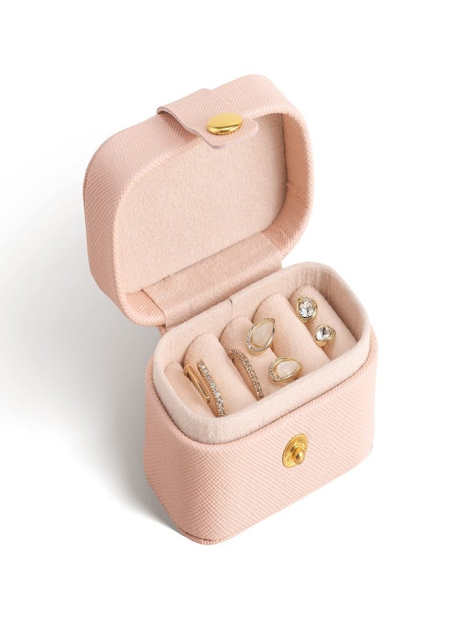 CASEGRACE Small Jewelry Ring Box Travel Jewelry Ring Storage Case for Earrings Rings Organizer, Pink - Image 1