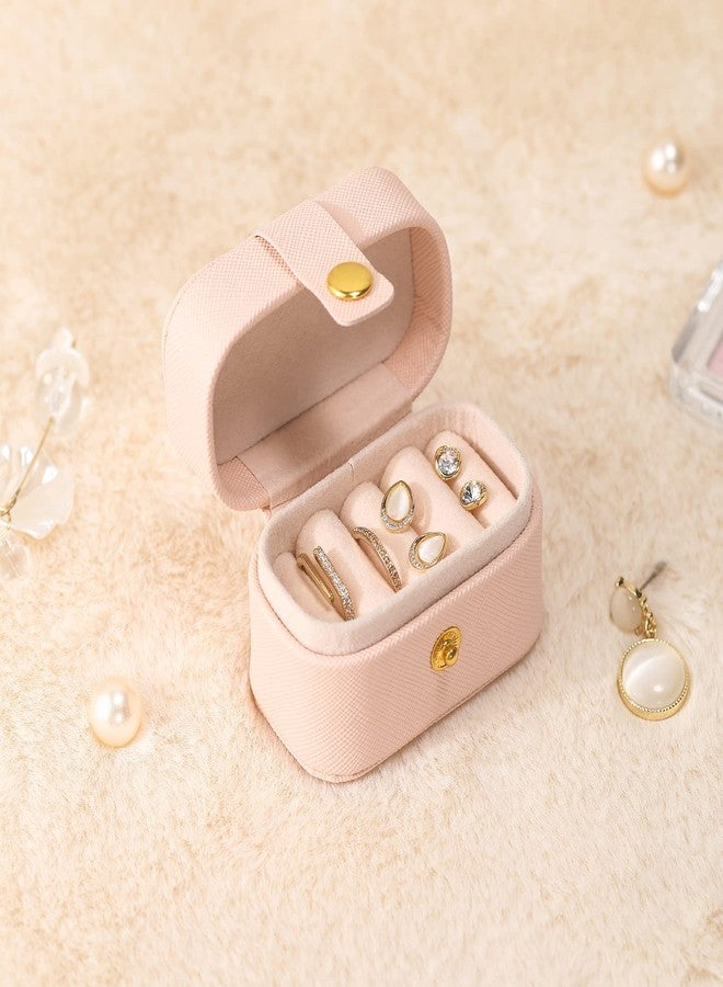 CASEGRACE Small Jewelry Ring Box Travel Jewelry Ring Storage Case for Earrings Rings Organizer, Pink - Image 4