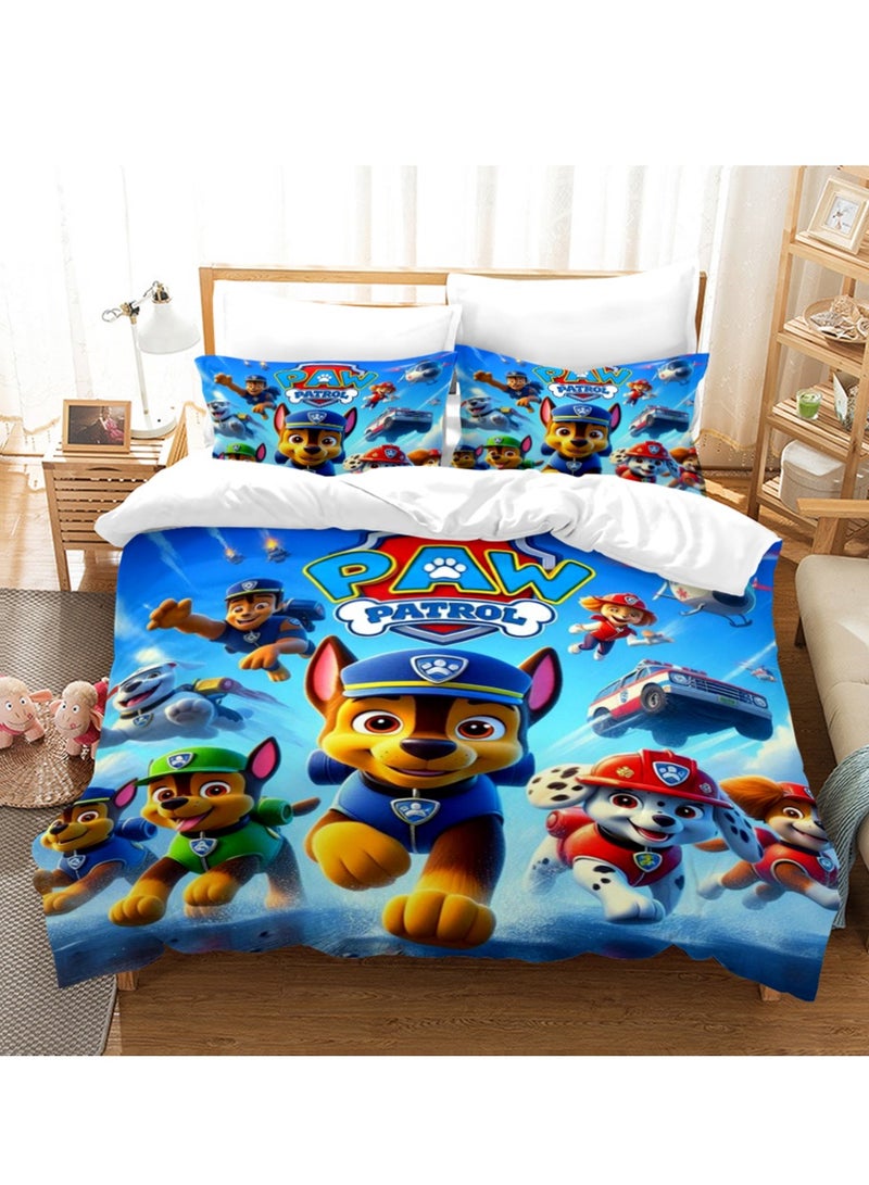 PAW PATROL Bedding Soft Microfiber Polyester Bed Sheet 3 Piece Set Includes duvet cover and two pillowcases (duvet cover size 150cmX200cm)  - Image 1