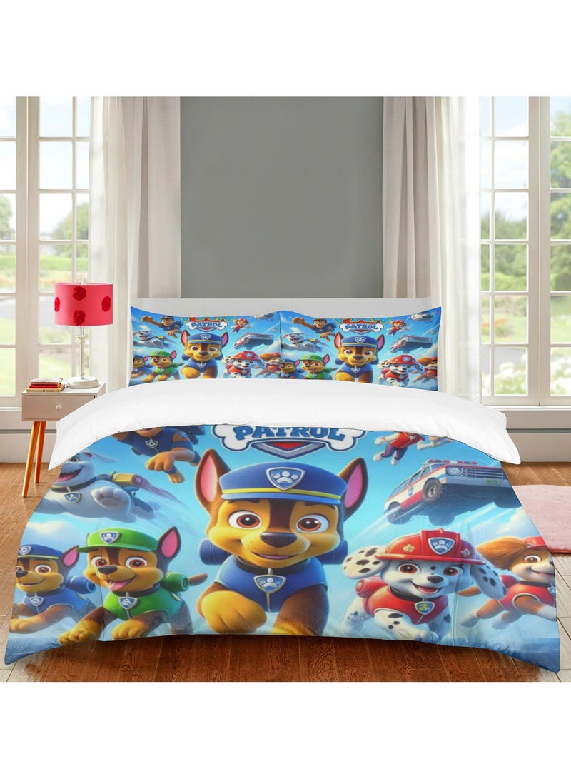PAW PATROL Bedding Soft Microfiber Polyester Bed Sheet 3 Piece Set Includes duvet cover and two pillowcases (duvet cover size 150cmX200cm)  - Image 2