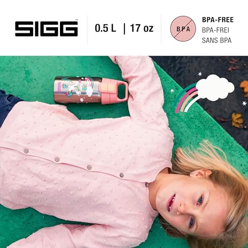 SIGG - Stainless Steel Kids Water Bottle - Shield One Uni Skate - Suitable For Carbonated Beverages - Leakproof - Lightweight - BPA Free - Brushed with Unicorn - 17 Oz - Image 2