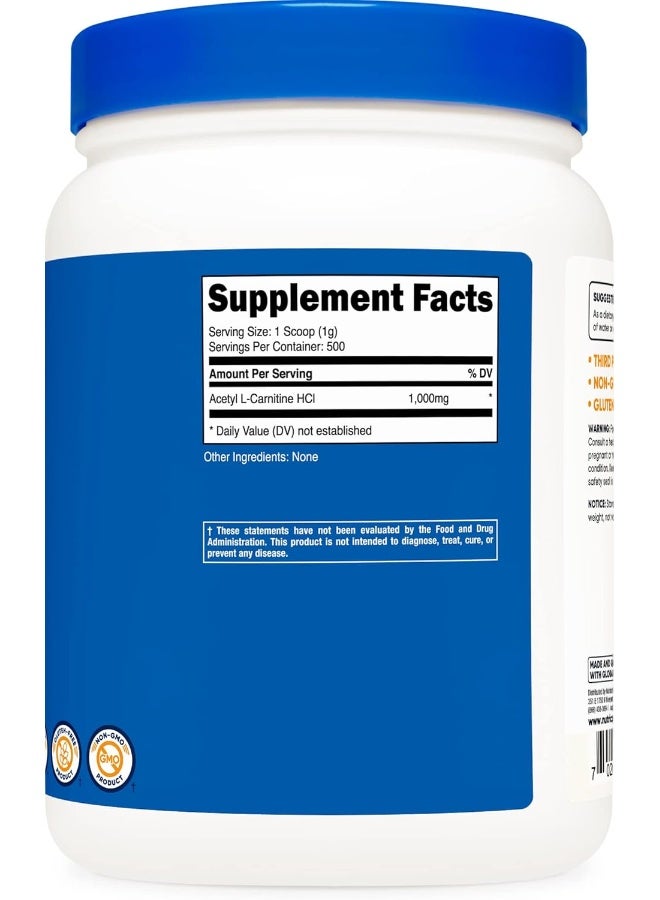 Nutricost أسيتيل L-كارنيتين (ألكار) 500 جرام - 1000 ملغ لكل حصة - مسحوق أسيتيل L-كارنيتين النقي - Image 4
