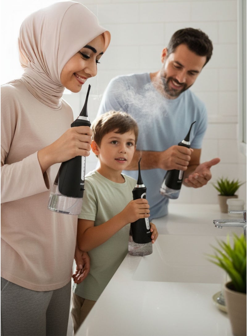 سيجوي جهاز تنظيف الأسنان بالماء اللاسلكي Sejoy C91-BLA، 6 فوهات، 3 أوضاع ضغط، قابل لإعادة الشحن عبر USB، جهاز ري فموي مقاوم للماء - أسود - Image 5