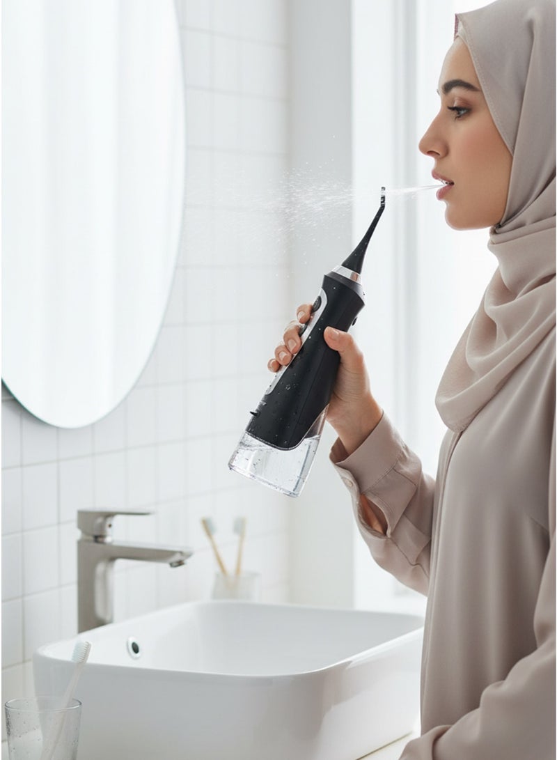 سيجوي جهاز تنظيف الأسنان بالماء اللاسلكي Sejoy C91-BLA، 6 فوهات، 3 أوضاع ضغط، قابل لإعادة الشحن عبر USB، جهاز ري فموي مقاوم للماء - أسود - Image 4