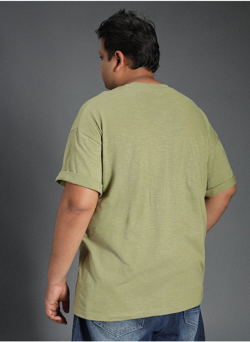 HIGH STAR - Regular Green T-Shirt for Men with Printed Design and Crew Neck - Image 1