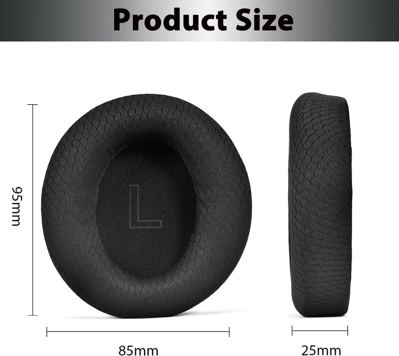 Adhiper Replacement Ear Pads for Soundcore Q30 Headphones, Upgraded Mesh Fabric Earpad Cushions for Anker Soundcore Life Q30/Q35 with High-Density Memory Foam, Breathable & Softer (Black) - Image 4