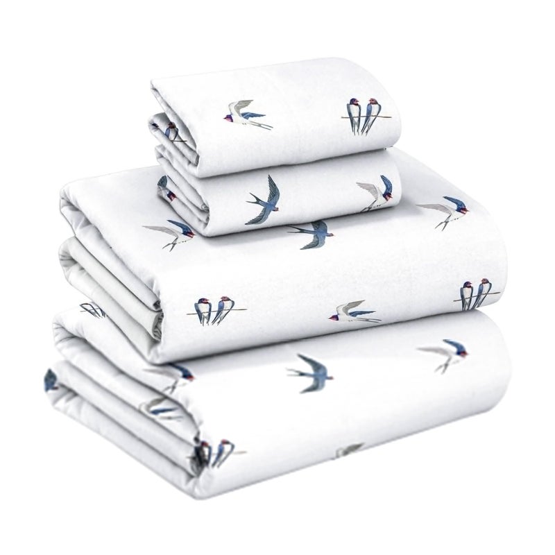 RUVANTI Flannel Sheets Full Size - GOTS Certified 100% Organic Cotton, 4 Piece Warm, Soft & Breathable Set, Deep Pocket Snug Fit, Double Brushed Cozy All Season Bedding, Whispering Wings - Image 1