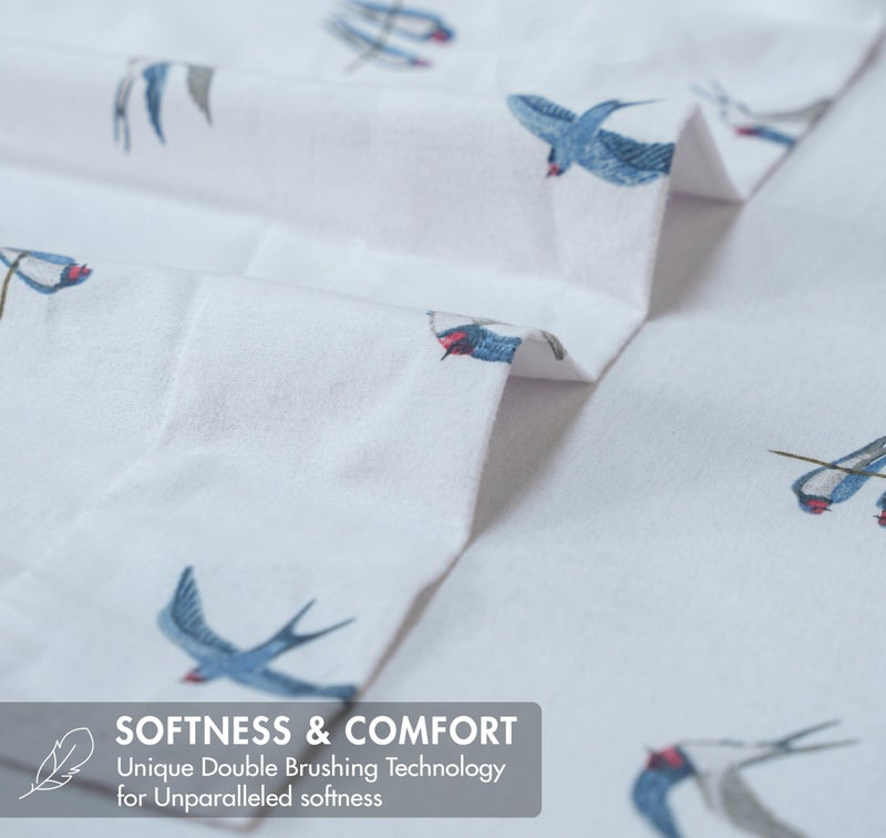 RUVANTI Flannel Sheets Full Size - GOTS Certified 100% Organic Cotton, 4 Piece Warm, Soft & Breathable Set, Deep Pocket Snug Fit, Double Brushed Cozy All Season Bedding, Whispering Wings - Image 5