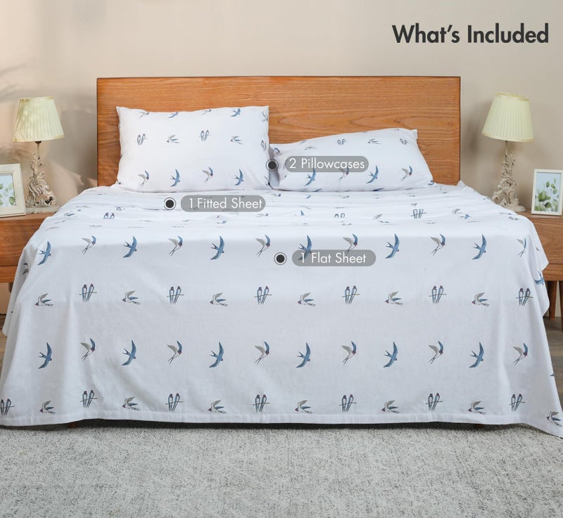 RUVANTI Flannel Sheets Full Size - GOTS Certified 100% Organic Cotton, 4 Piece Warm, Soft & Breathable Set, Deep Pocket Snug Fit, Double Brushed Cozy All Season Bedding, Whispering Wings - Image 3