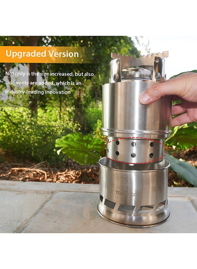 Generic Portable Folding Windproof Wood Burning Stove Compact Stainless Steel Alcohol Stove Outdoor Camping Hiking Backpacking Picnic BBQ  - Image 5