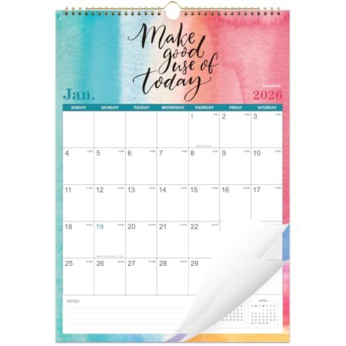 Journaltastic 2026 Calendar - 2026 Wall Calendar, January 2026 - December 2026, 12 Monthly with Thick Paper, 12" x 17", Large Blocks with Julian Dates, Twin-Wire Binding, Hanging Hole - Image 1