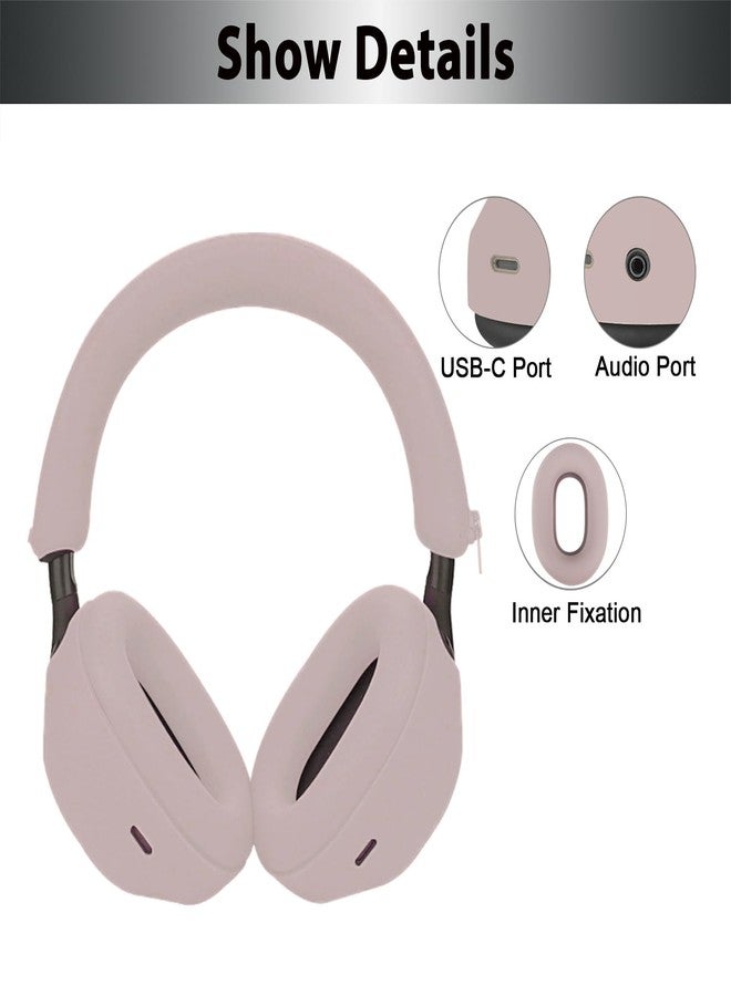 Adhiper غطاء سيليكوني مضاد للعرق من Adhiper 3 مجموعات لسماعات Sony WH-1000XM5، أغطية XM5، ملحقات أغطية وسادات الأذن وغطاء الرأس وحماية أكواب الأذن، قابلة للغسل ومضادة للعرق - وردي مدخن - Image 5