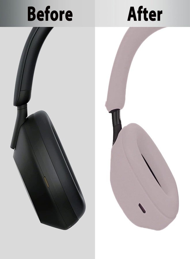 Adhiper غطاء سيليكوني مضاد للعرق من Adhiper 3 مجموعات لسماعات Sony WH-1000XM5، أغطية XM5، ملحقات أغطية وسادات الأذن وغطاء الرأس وحماية أكواب الأذن، قابلة للغسل ومضادة للعرق - وردي مدخن - Image 4