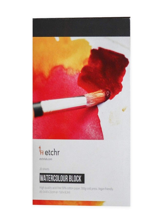 ETCHR Watercolor Paper Block - A5 Professional Cotton Watercolor Block Cold Press 300g (140 lb) - Cold Press Watercolor Cotton Paper Block - Warp Resistant Watercolor Paper Block - Image 1