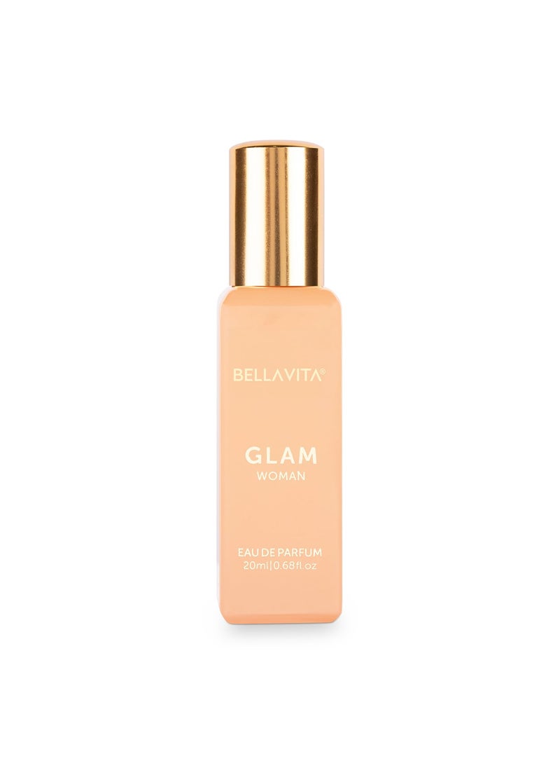 Bella Vita Luxury - BellaVita Luxury GLAM Eau de Parfum Travel Size Edition 20 ml  LongLasting Mini Perfumes for Women  Notes Rose Orange Zest  Vanilla  Compact Pocket Perfume for Women  CrueltyFree Perfume - Image 1