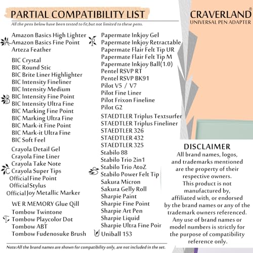 CRAVERLAND مجموعة محولات الأقلام العالمية من CRAVERLAND، متوافقة مع Maker 4 3/Maker، Explore Air 2/Air، Explore 4 3/Explore/Venture، تعمل مع Sharpie وBIC وCrayola وSakura والمزيد من الأقلام أقل من 0.5" - Image 5