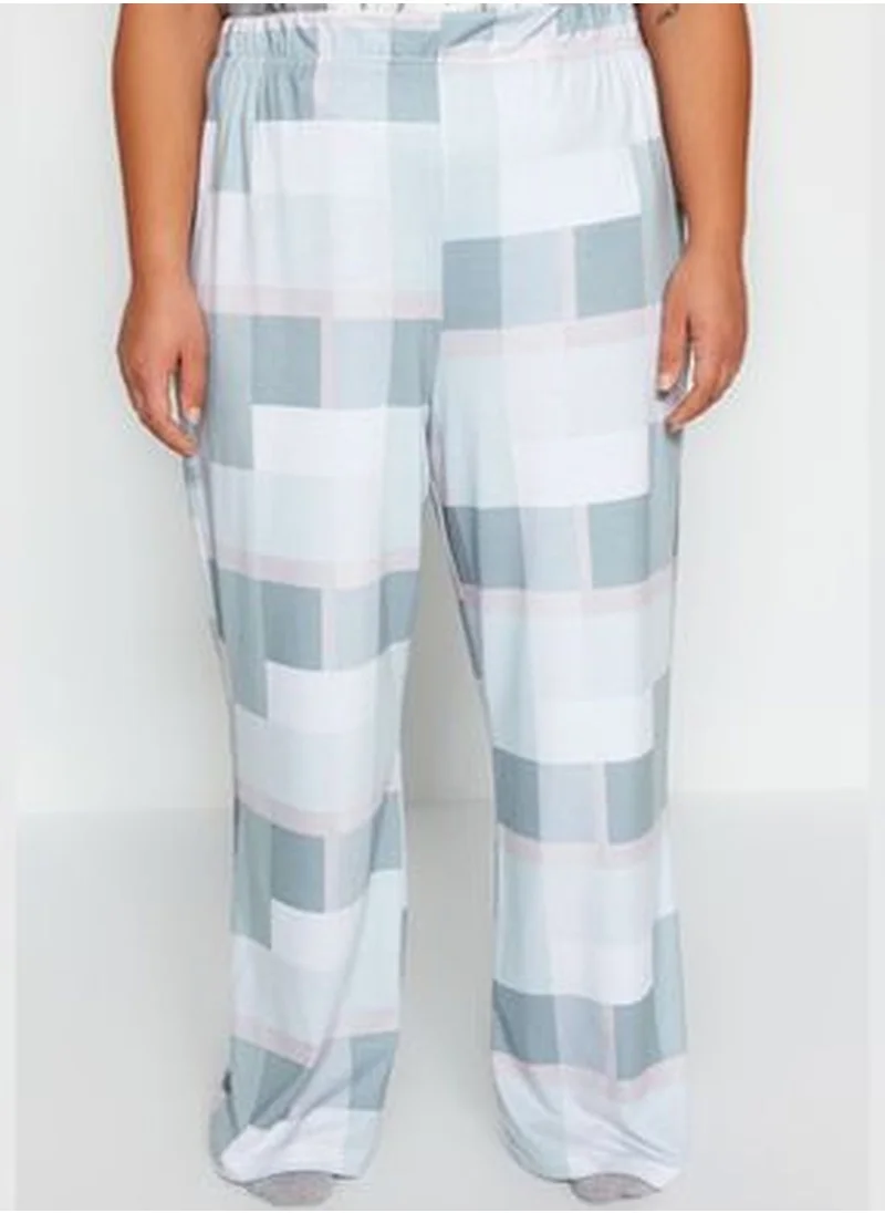 trendyol Gray Printed Knitted Pajamas Set TBBAW24AI00020
