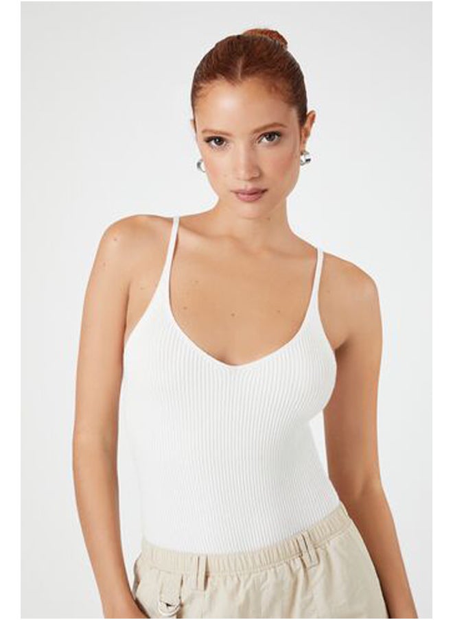FOREVER 21 - Sweater-Knit V-Neck Cami Bodysuit - Image 1