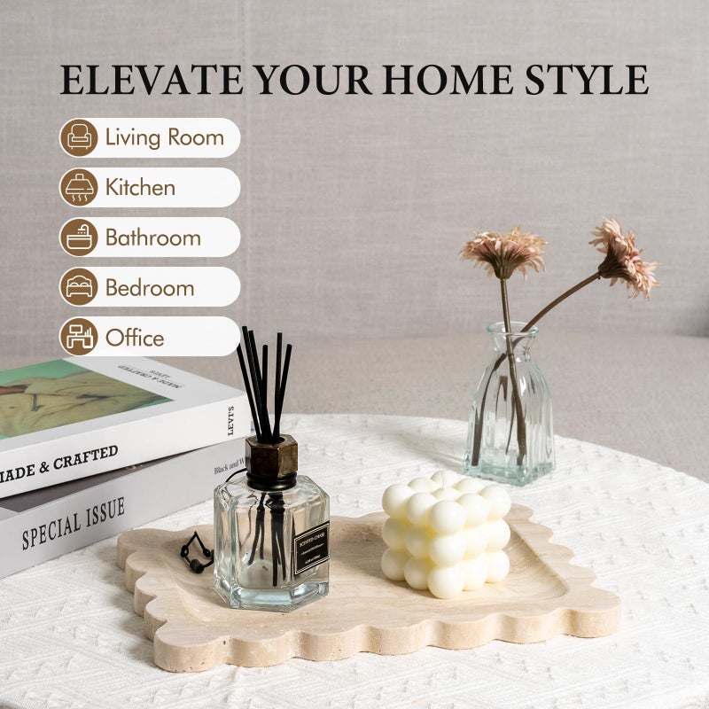 Koville Scalloped Marble Tray, 11"x8" Natural Marble Vanity Tray for Countertop Bathroom Kitchen Dresser, Natural Stone Tray for Jewelry Perfume Home Decor, Decorative Catchall Trays - Image 4