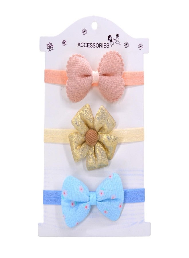 SYGA Baby Headband Set Pack of 3 for Girls 0–3 Years | Soft Stretchable Flower & Bow Hairbands | Comfortable Non-Slip Infant & Toddler Hair Accessories(STYLE-02) - Image 1
