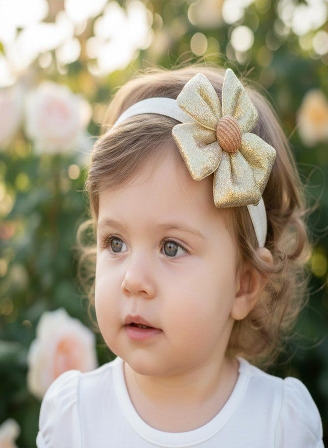 SYGA Baby Headband Set Pack of 3 for Girls 0–3 Years | Soft Stretchable Flower & Bow Hairbands | Comfortable Non-Slip Infant & Toddler Hair Accessories(STYLE-02) - Image 3