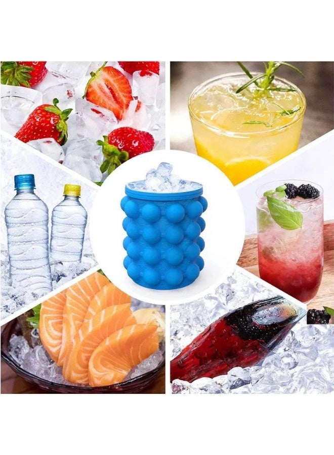 2-in-1 Silicone Ice Cube Maker Genie with Cylindrical Bubble Design – Space-Saving Ice Bucket & Ice Tray with Airtight Lid for Iced Coffee, Cocktails & Cold Drinks - Image 1