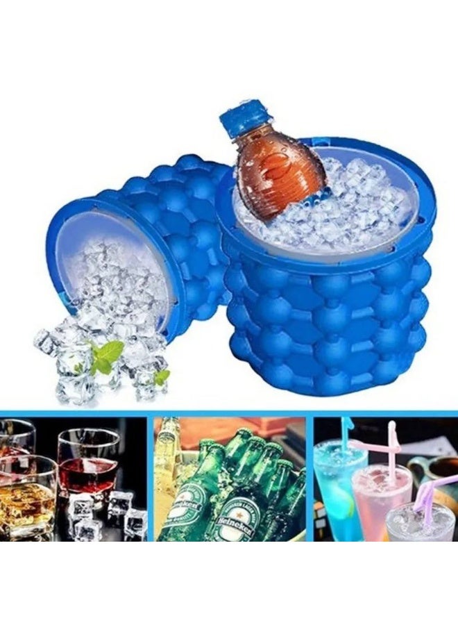 2-in-1 Silicone Ice Cube Maker Genie with Cylindrical Bubble Design – Space-Saving Ice Bucket & Ice Tray with Airtight Lid for Iced Coffee, Cocktails & Cold Drinks - Image 3