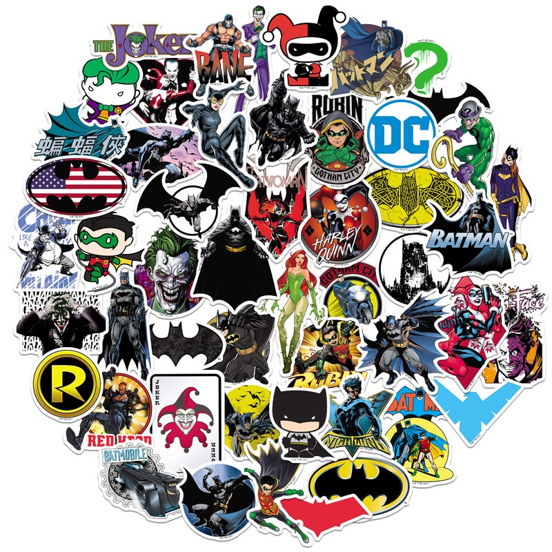 GRAPHICS & MORE Batman Sticker Pack Die Cut Vinyl Large Deluxe Stickers Variety Pack  Laptop Water Bottle Scrapbooking Tablet Skateboard IndoorOutdoor  Set of 50