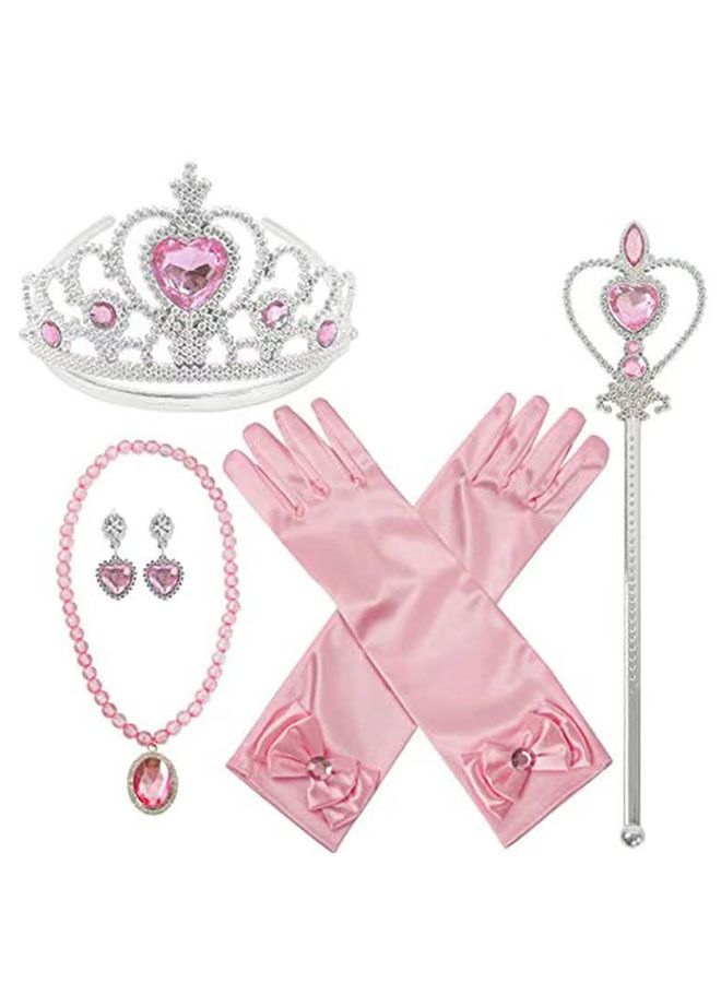 ZCM-HAPPY 5 Piece Frozen Elsa Dress Up Fancy Cosplay Costume Accessory Set