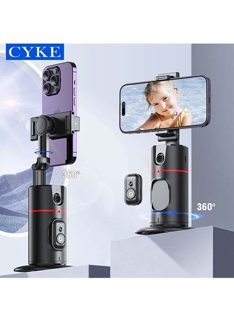 Auto Face Tracking Tripod, No App, Smart Shooting Phone Holder with Remote, 360° Rotation Body Phone Camera Mount Extendable Body Smart Tracking Tripod for Vlog/TIK Tok(Black)