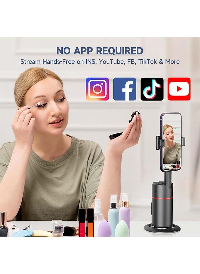 cyke - Auto Face Tracking Tripod, No App, Smart Shooting Phone Holder with Remote, 360° Rotation Body Phone Camera Mount Extendable Body Smart Tracking Tripod for Vlog/TIK Tok(Black) - Image 1