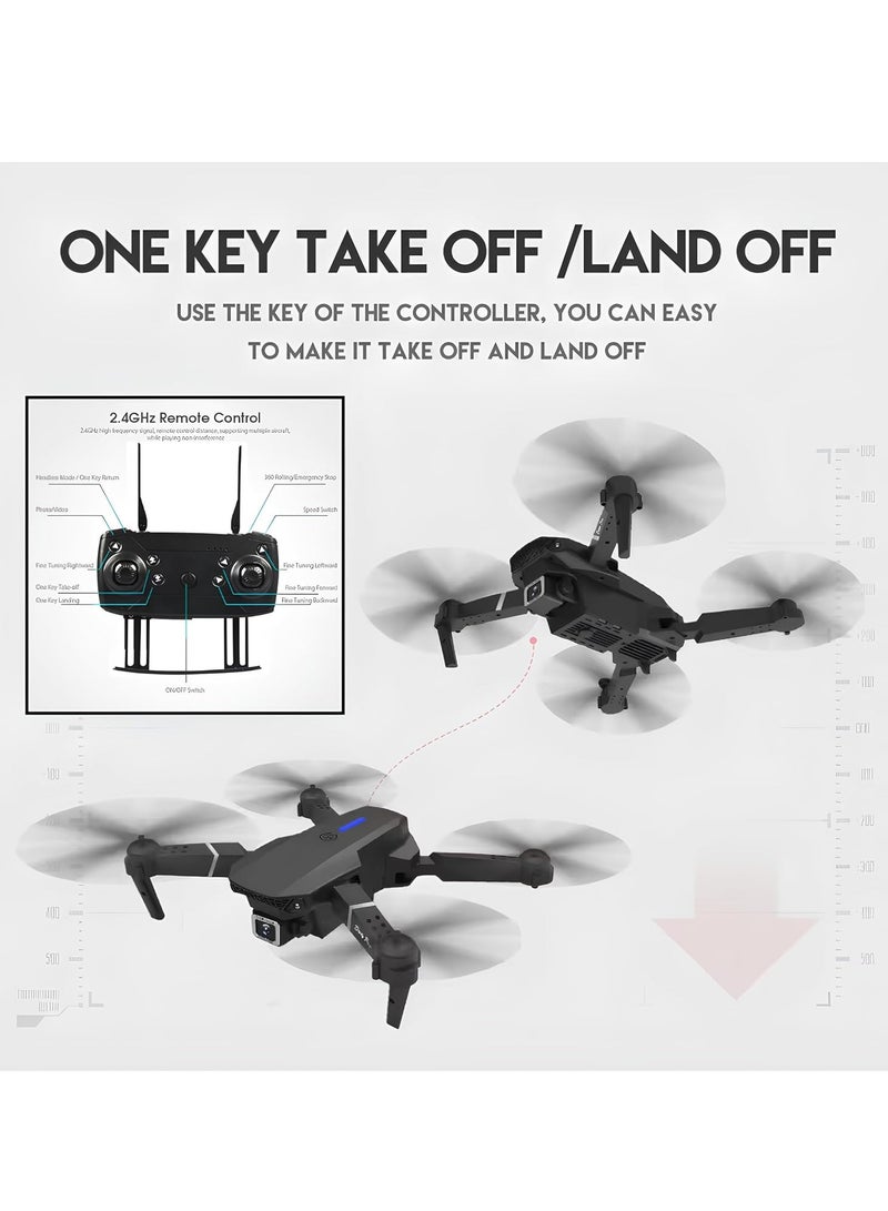 E88 Drone with HD Camera  Black Screen on Remote Control WiFi Live Photo Video Foldable for Kids and Adults - Image 3