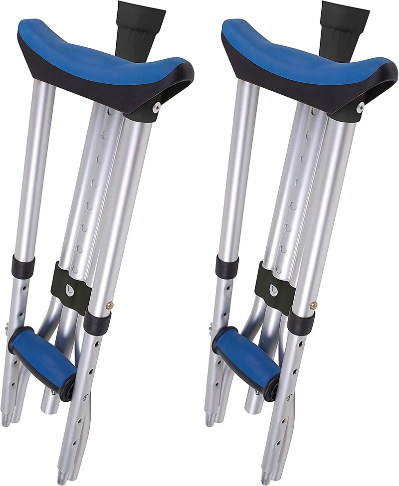 Carex Folding Aluminum Under Arm Crutches for Adults 4'11" to 6'1", 2 Lightweight Crutches Included, Universal for Walking, Walking Aid for Kids, Adults & Seniors, Includes Padded Underarm Cushions - Image 1