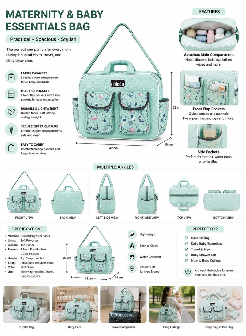 Chicco Large Capacity Light Green Baby Essentials Bag - Image 2